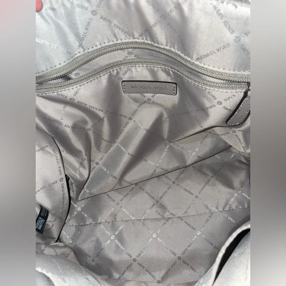 Michael Kors Light Gray Ciara Large Saffiano Leather Satchel - Picture 12 of 16